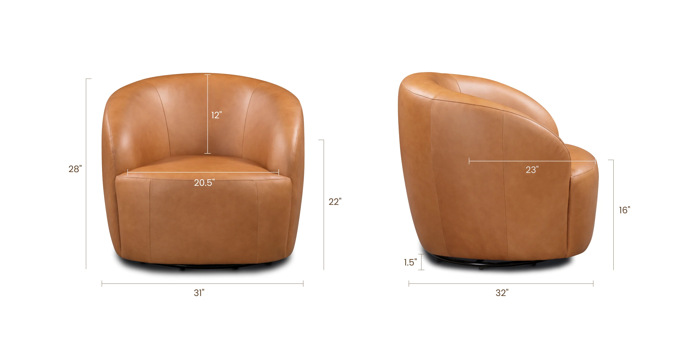Alma Leather Swivel Chair - Image 11