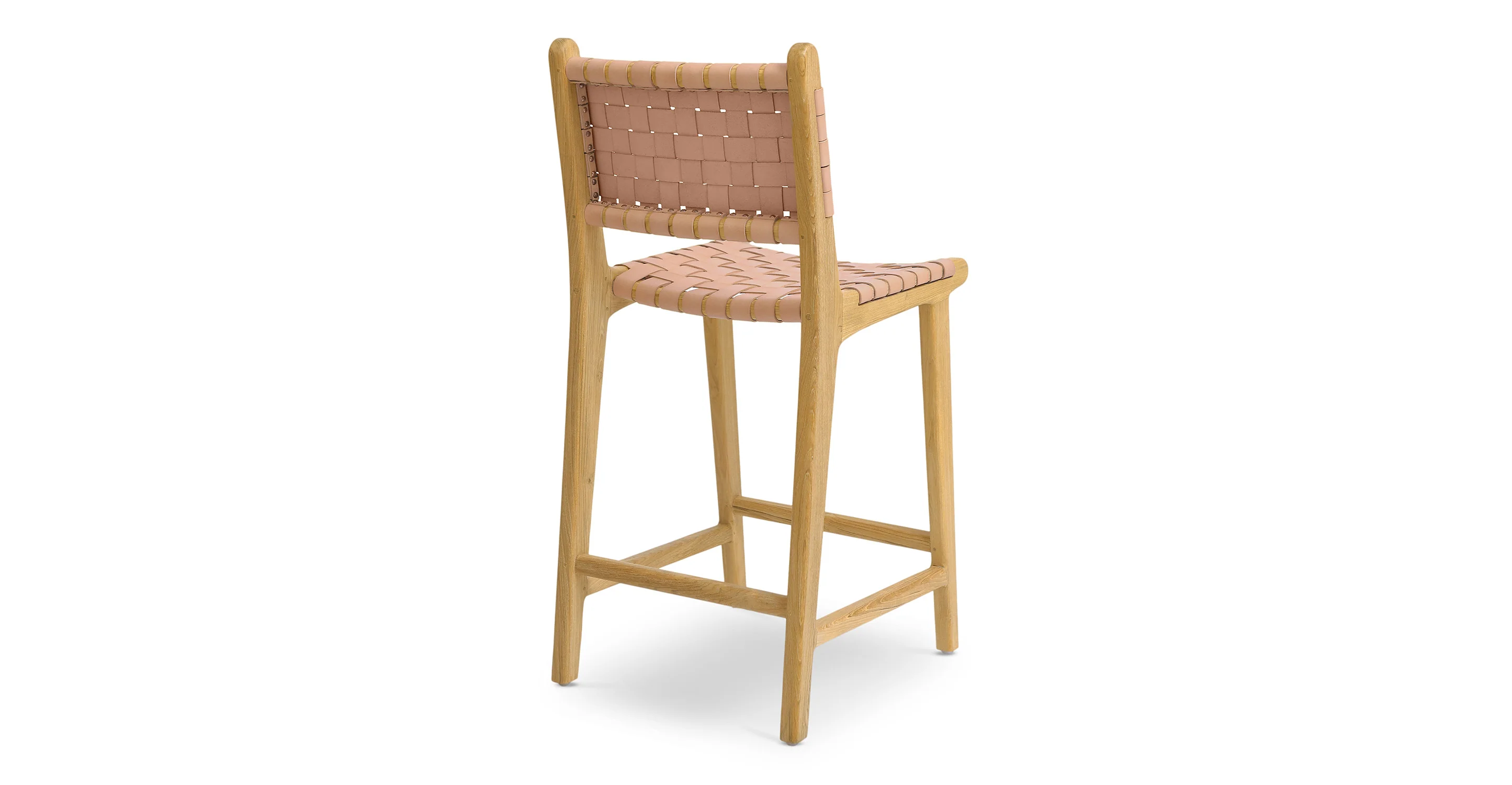 Banda Teak & Woven Leather Counter Height Stool - Image 46