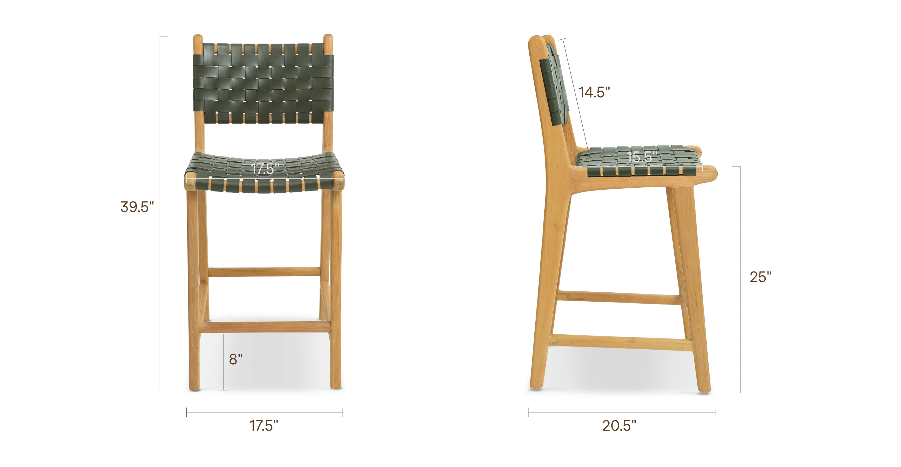 Banda Teak & Woven Leather Counter Height Stool - Image 73