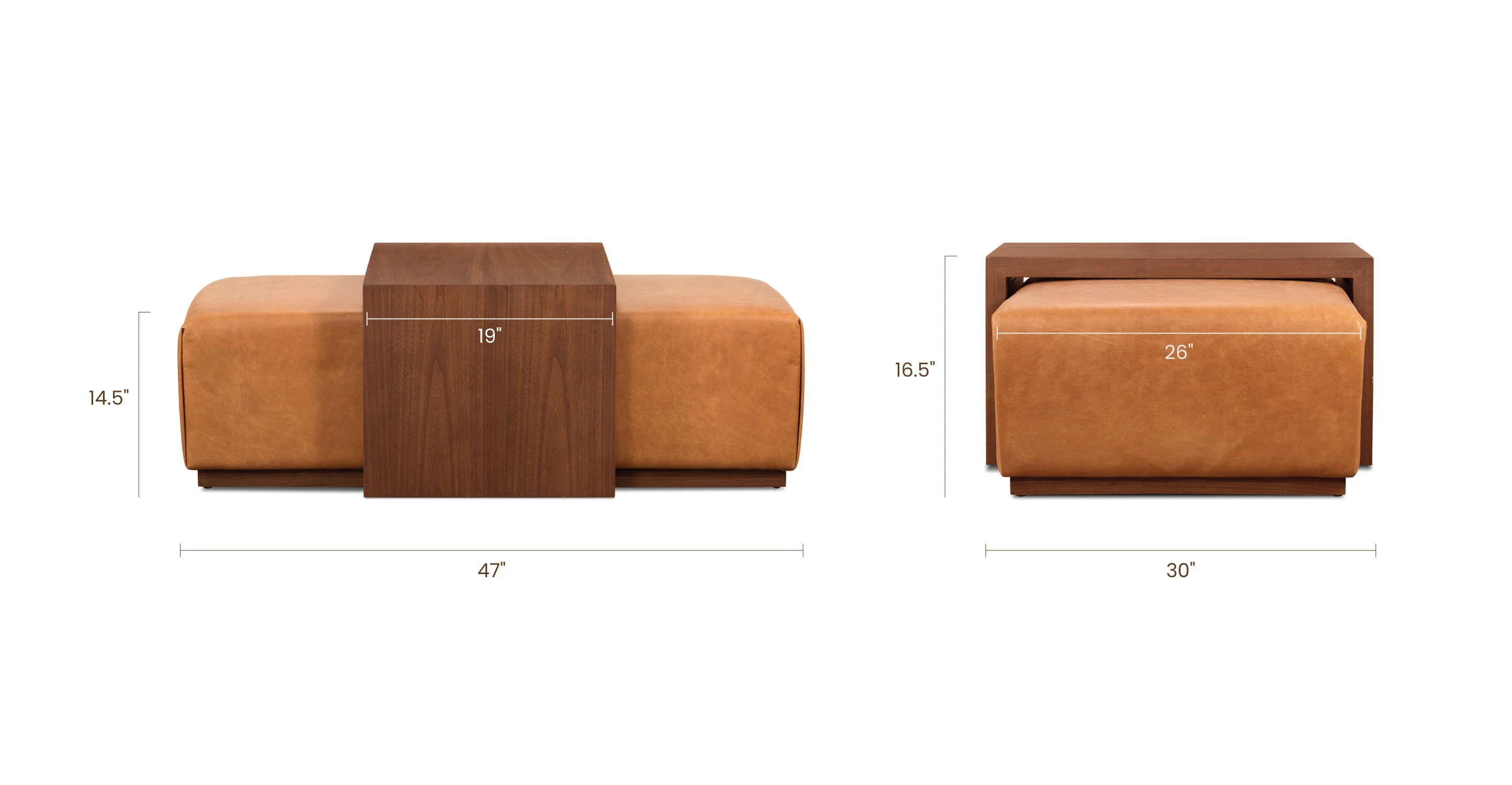 Jarmo Leather Ottoman with Walnut Table - Image 16