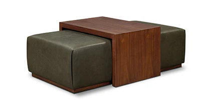 Jarmo Leather Ottoman with Walnut Table - Image 47