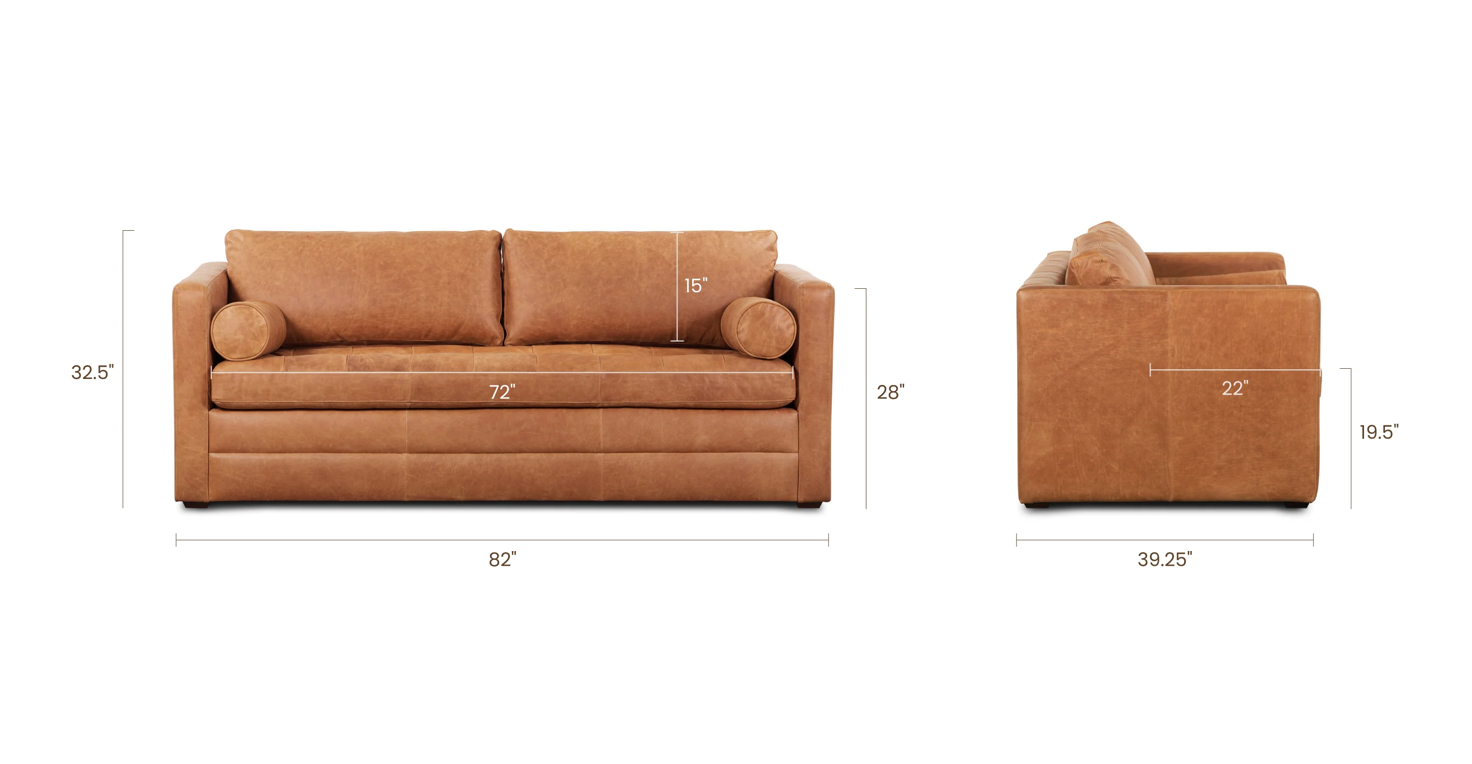 Napa 82" Leather Pull-Out Convertible Sleeper Sofa - Image 26
