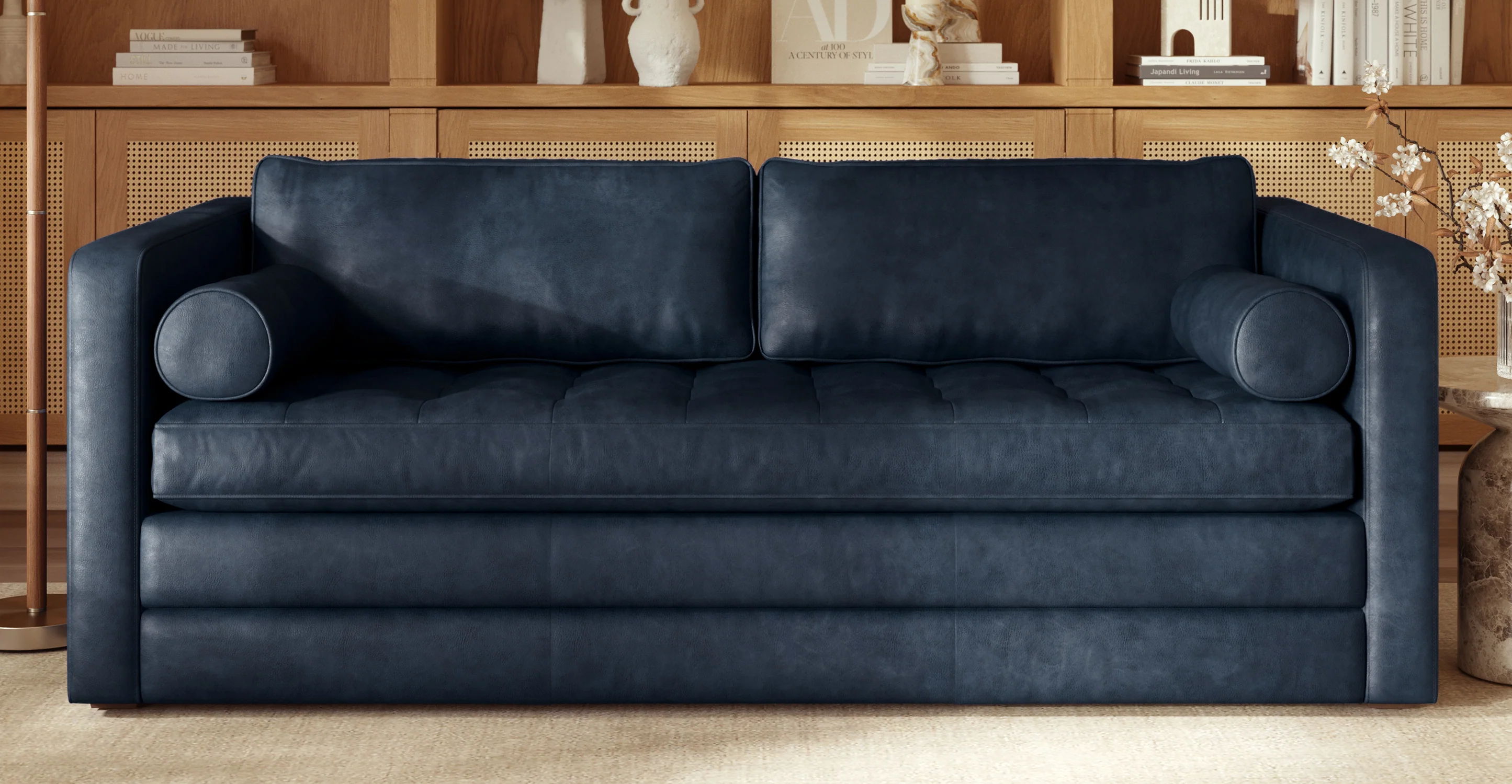 Napa 82" Leather Pull-Out Convertible Sleeper Sofa - Image 28