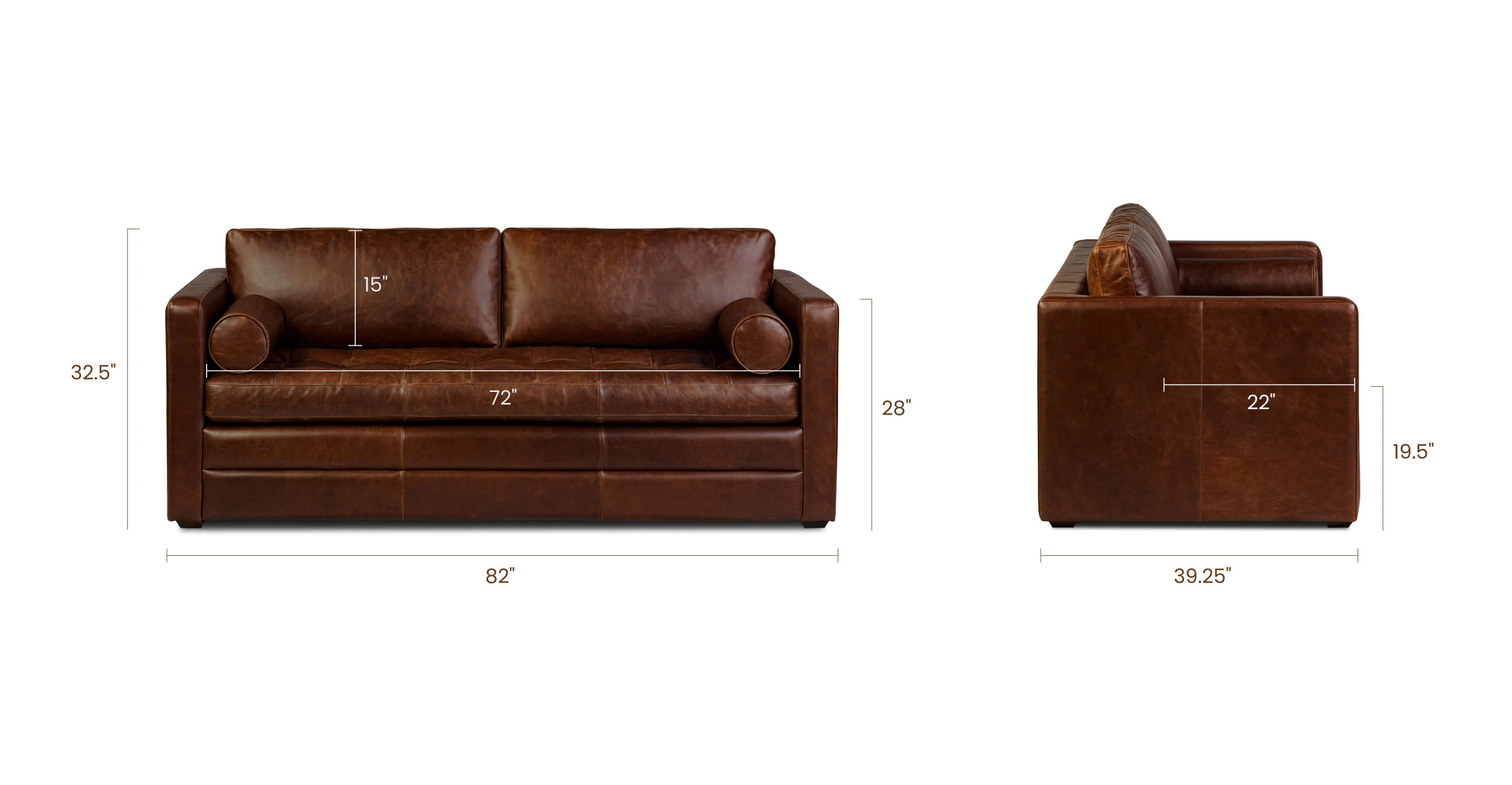 Napa 82" Leather Pull-Out Convertible Sleeper Sofa - Image 67