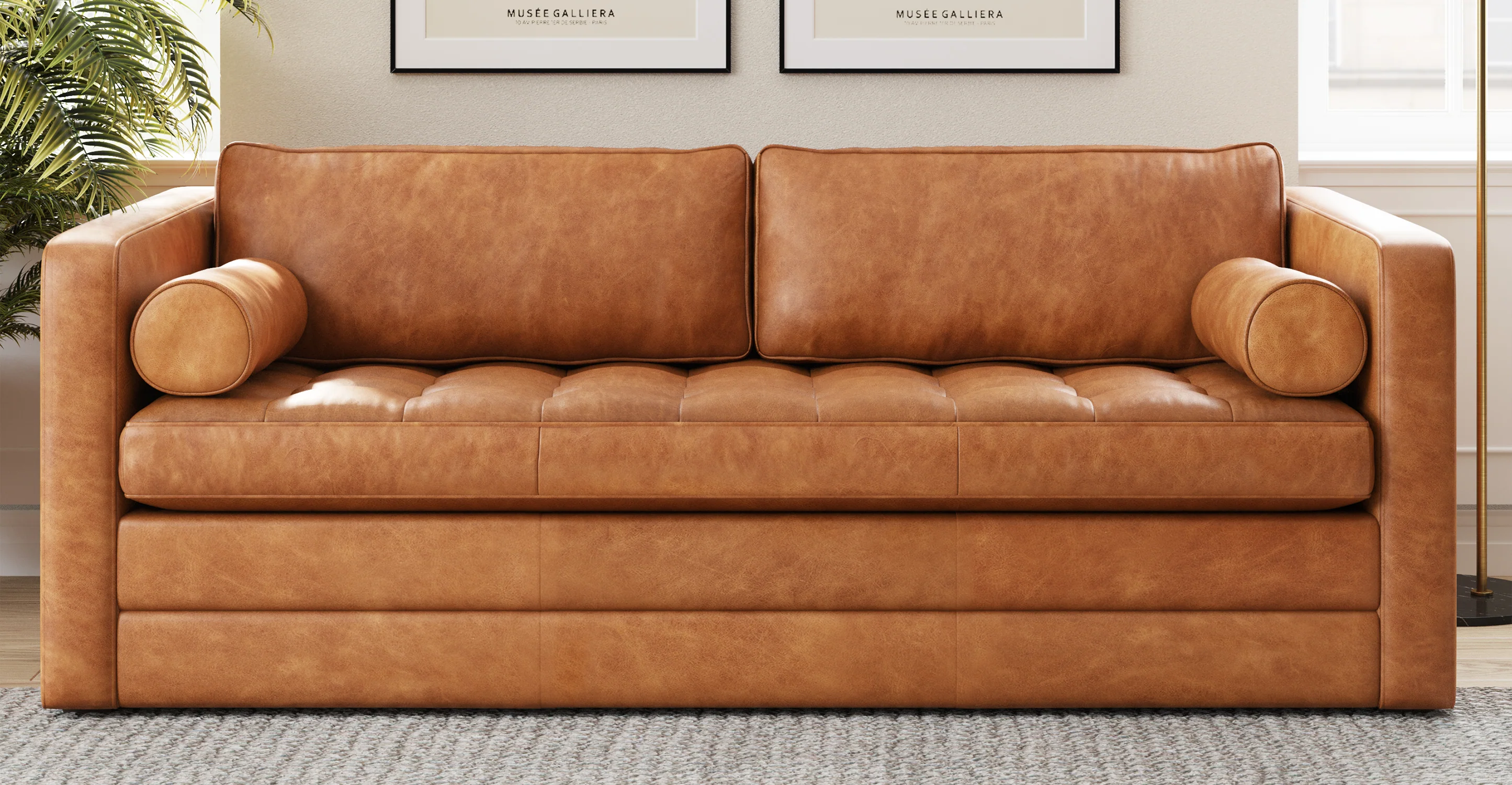 Napa 82" Leather Pull-Out Convertible Sleeper Sofa - Image 7