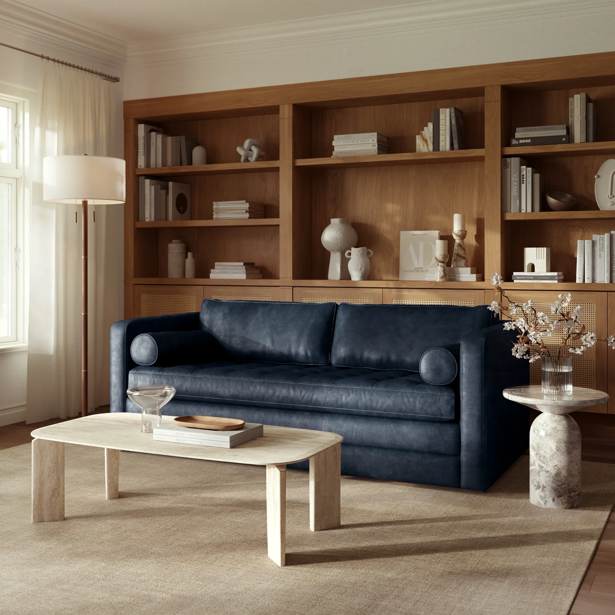 Napa 82" Leather Pull-Out Convertible Sleeper Sofa - Image 75