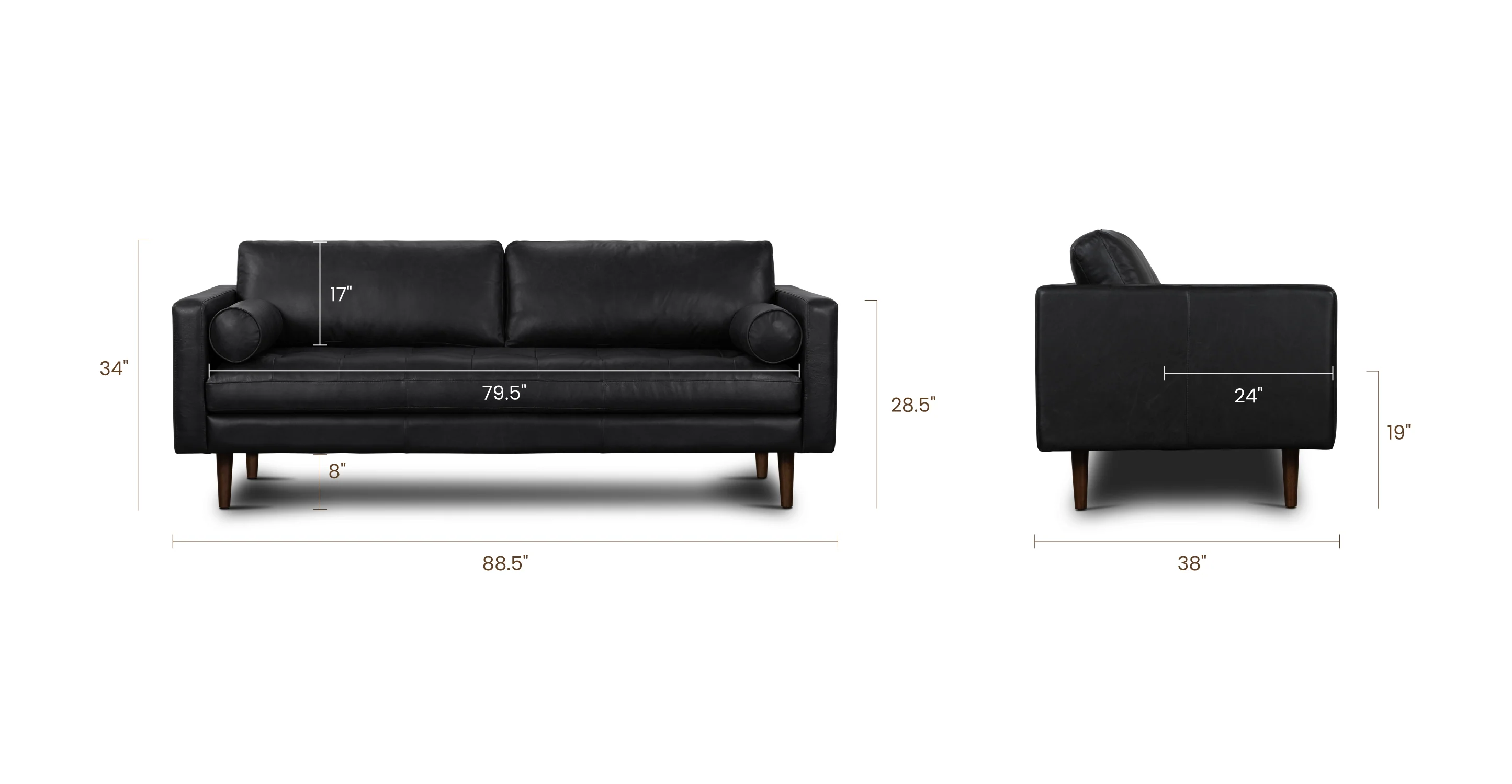 Napa Leather Sofa 88.5” - Image 61