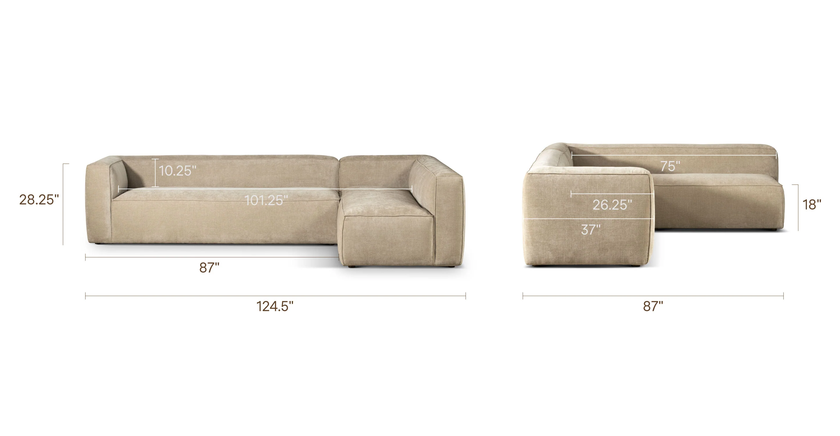 Piazza 124.5" L-Shaped Sectional - Image 55